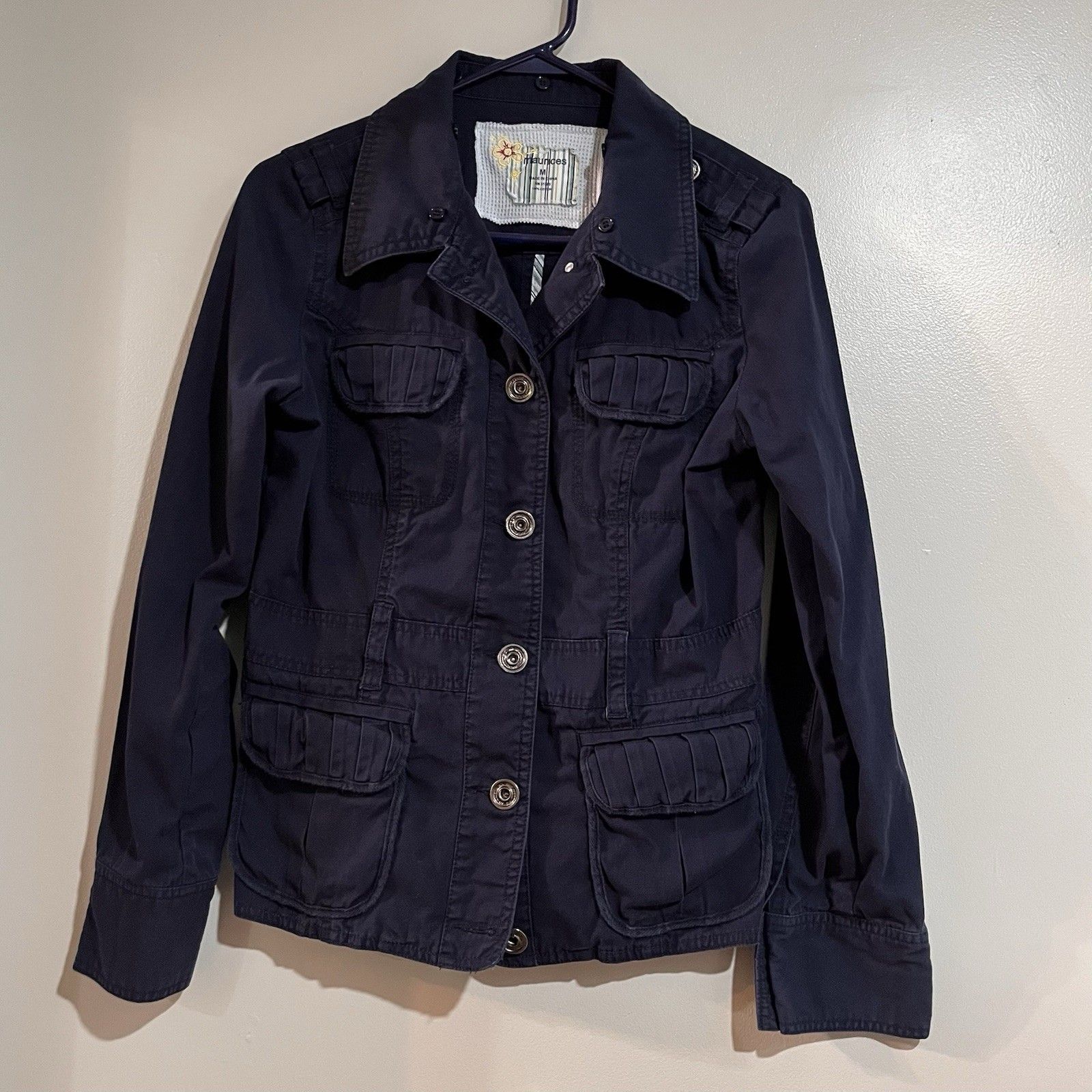 Maurices - Navy Blue Snap Up Lightweight Jacket Blazer Women's Size Medium